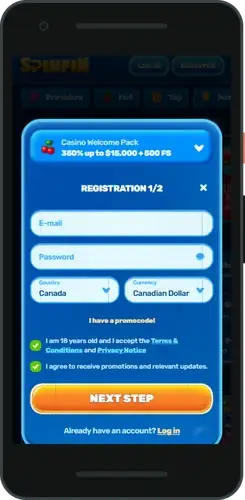 SpinFin Casino register